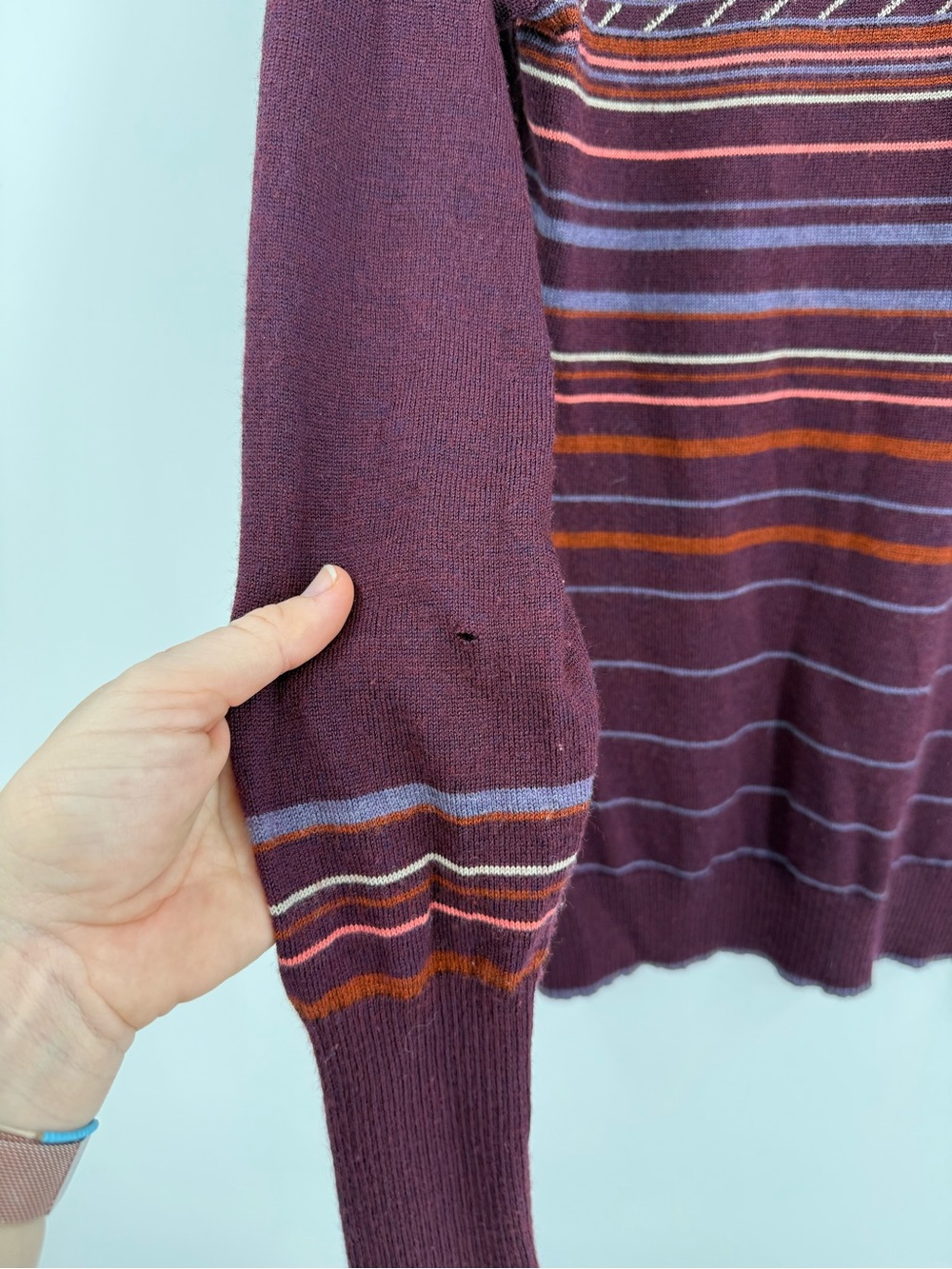 Smartwool Fair Isle Stripe Wool Blend Sweater | Plum Multi | Medium - Picture 5 of 8